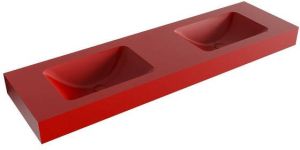 Mondiaz LEAF Fire vrijhangende solid surface wastafel 160cm dubbel rand 12cm 6011455390305
