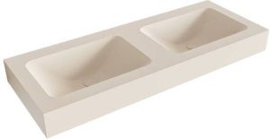 Mondiaz LEAF Linen vrijhangende solid surface wastafel 120cm dubbel rand 12cm 6011443770737