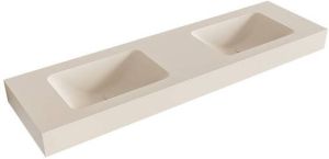 Mondiaz LEAF Linen vrijhangende solid surface wastafel 160cm dubbel rand 12cm 6011438888805