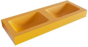 Mondiaz LEAF Ocher vrijhangende solid surface wastafel 120cm dubbel rand 12cm 6011651986920