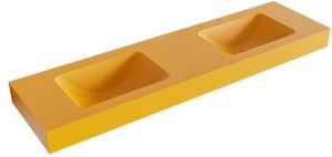 Mondiaz LEAF Ocher vrijhangende solid surface wastafel 170cm dubbel rand 12cm 6011632489440