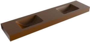 Mondiaz LEAF Rust vrijhangende solid surface wastafel 200cm dubbel rand 12cm 6011453995960