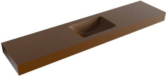 Mondiaz LEAF Rust vrijhangende wastafel 200cm midden rand 12cm 6011454970997