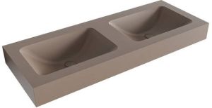 Mondiaz LEAF Smoke vrijhangende solid surface wastafel 120cm dubbel rand 12cm 6011444969918