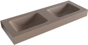 Mondiaz LEAF Smoke vrijhangende solid surface wastafel 130cm dubbel rand 12cm 6011454576557