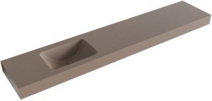 Mondiaz LEAF Smoke vrijhangende wastafel 230cm links rand 12cm 6011454482414