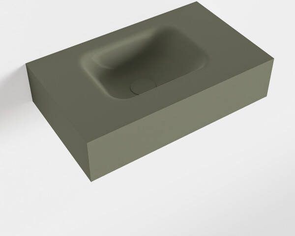Mondiaz LEX Opbouwwastafel 50x30x12cm 0 kraangaten wasbak links Solid Surface Army mat F52105Army