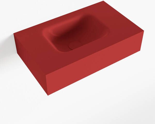 Mondiaz LEX Opbouwwastafel 50x30x12cm 0 kraangaten wasbak links Solid Surface mat F52105Fire