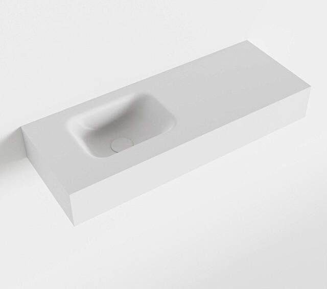 Mondiaz LEX Opbouwwastafel 80x30x12cm 0 kraangaten wasbak links Solid Surface Talc mat F52114Talc