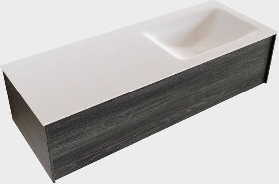 Zaro Lush onderkast 120cm in kleur ANTRACITE met 1 lade Push tot open geschikt voor rechtse wastafel. Compleet met solid surface wastafel cloud M35164met 1 kraangat(en)