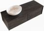 Zaro Lush onderkast met topblad 120cm in kleur DARK BROWN met 2 lades Push tot open geschikt voor linkse wastafel. Met ovale keramische opzetkom met 0 kraangat(en) in het topblad - Thumbnail 1