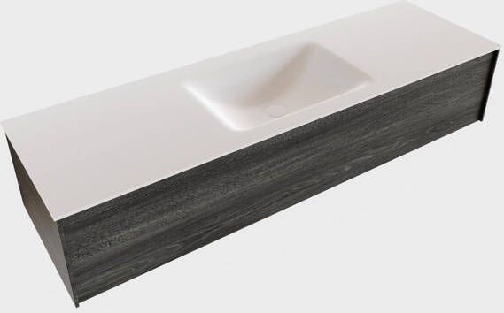 Zaro Lush onderkast 150cm in kleur ANTRACITE met 1 lade Push tot open geschikt voor gecentreerde wastafel. Compleet met solid surface wastafel cloud M35216met 1 kraangat(en)