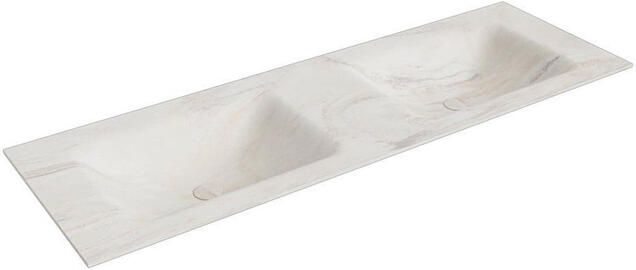 Mondiaz CLOUD Inbouw Wastafel 141x1.2x46cm dubbel zonder kraangat solid surface Ostra XM352031Ostra