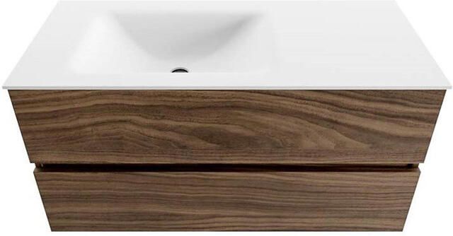 Mondiaz VICA Badkamermeubelset 100x50cm 2 lades Mocha wastafel CLOUD links zonder kraangat Talc VICA100MCH2LL0CLTal