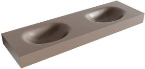 Mondiaz MOON Smoke vrijhangende solid surface wastafel 150cm dubbel rand 12cm XM49970Smoke