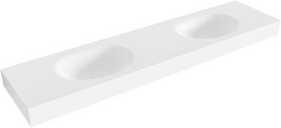 Mondiaz MOON Talc vrijhangende solid surface wastafel 190cm dubbel rand 12cm XM49608Talc