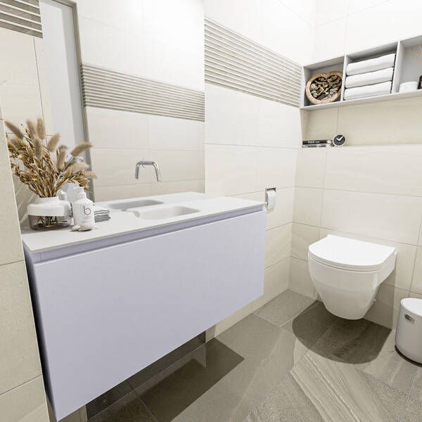 Mondiaz OLAN Toiletmeubel 100x30x40cm met 0 kraangaten 1 lades cale mat Wastafel Lex midden Solid Surface Zwart FK75343003