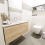 Mondiaz OLAN Toiletmeubel 100x30x40cm met 0 kraangaten 1 lades washed oak mat Wastafel Lex midden Solid Surface Zwart FK75343032 - Thumbnail 2