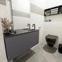 Mondiaz OLAN Toiletmeubel 100x30x40cm met 1 kraangaten 1 lades dark grey mat Wastafel Lex rechts Solid Surface Zwart FK75342832 - Thumbnail 2