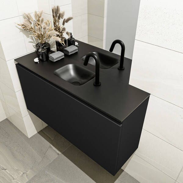 Mondiaz OLAN Toiletmeubel 100x30x40cm met 1 kraangaten 1 lades urban mat Wastafel Lex midden Solid Surface Wit FK75342451