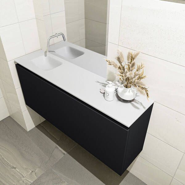 Mondiaz OLAN Toiletmeubel 120x30x40cm met 0 kraangaten 1 lades urban mat Wastafel Lex links Solid Surface Wit FK75342460