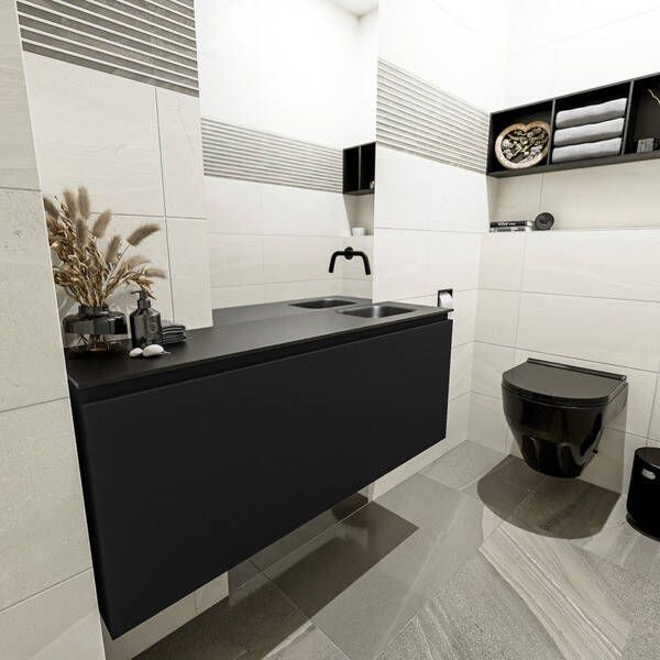 Mondiaz OLAN Toiletmeubel 120x30x40cm met 0 kraangaten 1 lades urban mat Wastafel Lex rechts Solid Surface Wit FK75342462