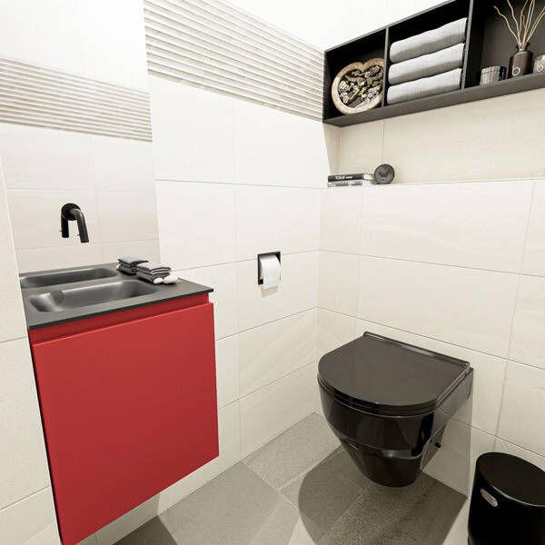 Mondiaz OLAN Toiletmeubel 40x30x40cm met 0 kraangaten 1 lades fire mat Wastafel Lex links Solid Surface Wit FK75342581