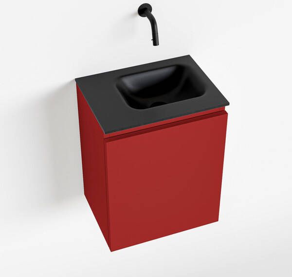 Mondiaz OLAN Toiletmeubel 40x30x40cm met 0 kraangaten 1 lades fire mat Wastafel Lex rechts Solid Surface Zwart FK75342931