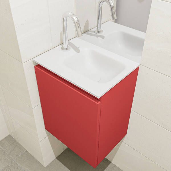 Mondiaz OLAN Toiletmeubel 40x30x40cm met 1 kraangaten 1 lades fire mat Wastafel Lex rechts Solid Surface Zwart FK75342930