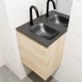 Mondiaz OLAN Toiletmeubel 40x30x40cm met 1 kraangaten 1 lades washed oak mat Wastafel Lex rechts Solid Surface Zwart FK75343017 - Thumbnail 2
