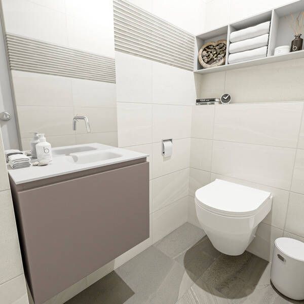 Mondiaz OLAN Toiletmeubel 60x30x40cm met 0 kraangaten 1 lades smoke mat Wastafel Lex rechts Solid Surface Zwart FK75342850