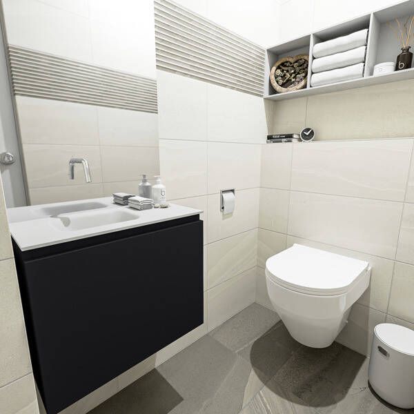 Mondiaz OLAN Toiletmeubel 60x30x40cm met 0 kraangaten 1 lades urban mat Wastafel Lex links Solid Surface Wit FK75342442
