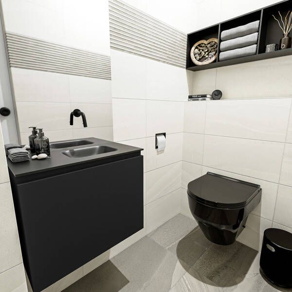 Mondiaz OLAN Toiletmeubel 60x30x40cm met 0 kraangaten 1 lades urban mat Wastafel Lex rechts Solid Surface Wit FK75342444