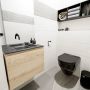 Mondiaz OLAN Toiletmeubel 60x30x40cm met 0 kraangaten 1 lades washed oak mat Wastafel Lex links Solid Surface Zwart FK75343022 - Thumbnail 2