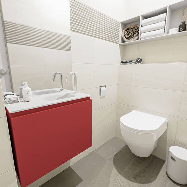 Mondiaz OLAN Toiletmeubel 60x30x40cm met 1 kraangaten 1 lades fire mat Wastafel Lex rechts Solid Surface Zwart FK75342936