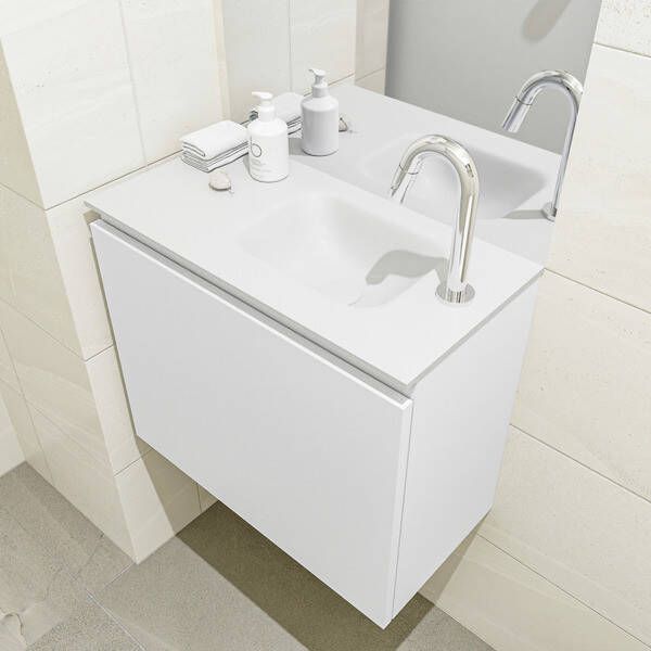 Mondiaz OLAN Toiletmeubel 60x30x40cm met 1 kraangaten 1 lades talc mat Wastafel Lex rechts Solid Surface Zwart FK75342762