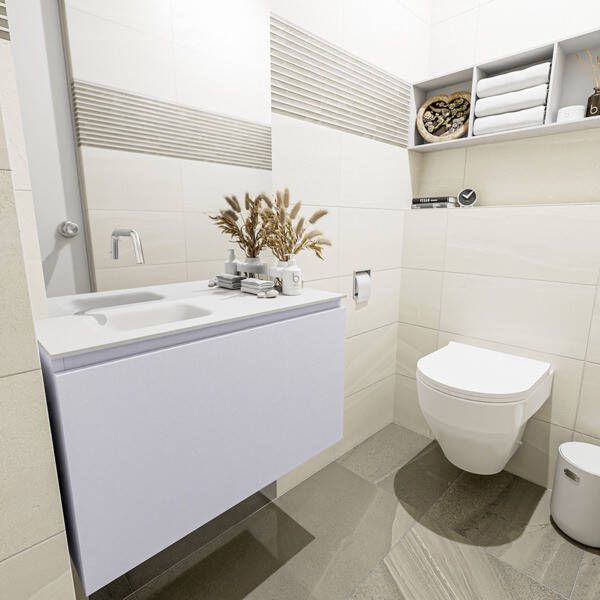 Mondiaz OLAN Toiletmeubel 80x30x40cm met 0 kraangaten 1 lades cale mat Wastafel Lex links Solid Surface Zwart FK75342999