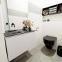 Mondiaz OLAN Toiletmeubel 80x30x40cm met 0 kraangaten 1 lades linen mat Wastafel Lex links Solid Surface Zwart FK75342970 - Thumbnail 2