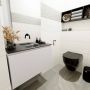 Mondiaz OLAN Toiletmeubel 80x30x40cm met 0 kraangaten 1 lades linen mat Wastafel Lex midden Solid Surface Zwart FK75342968 - Thumbnail 2