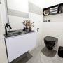 Mondiaz OLAN Toiletmeubel 80x30x40cm met 1 kraangaten 1 lades cale mat Wastafel Lex links Solid Surface Zwart FK75342998 - Thumbnail 2