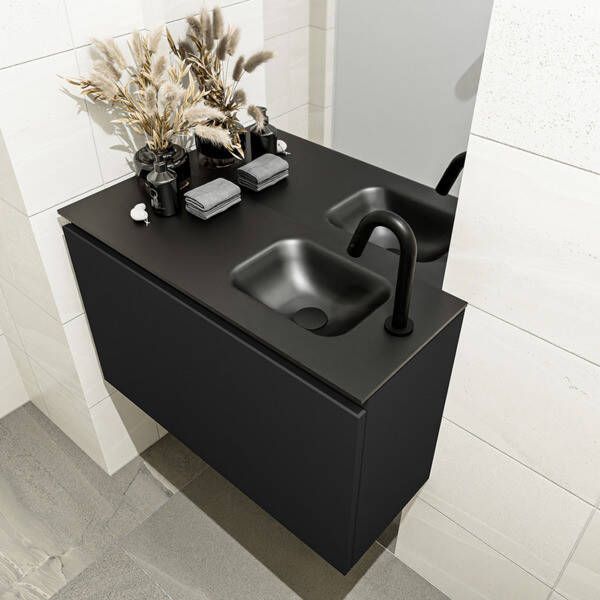 Mondiaz OLAN Toiletmeubel 80x30x40cm met 1 kraangaten 1 lades urban mat Wastafel Lex rechts Solid Surface Wit FK75342449