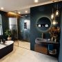 Mondiaz RIVA badmeubelsets 100x50x30cm 1 lade MDF Rust mat push to open 1 kraangat 1 wasbak links dark grey solid surface RIVA10427 - Thumbnail 2