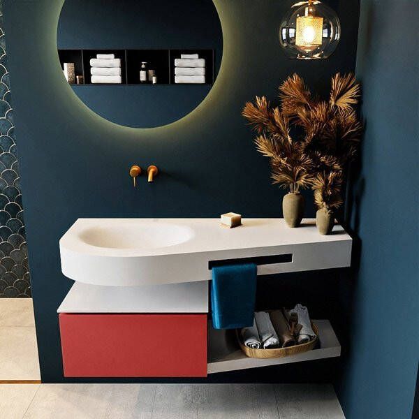 Mondiaz RIVA badmeubelsets 120x50x30cm 1 lade MDF Fire mat push to open 0 kraangaten 1 wasbak links dark grey solid surface RIVA10437 - Foto 2