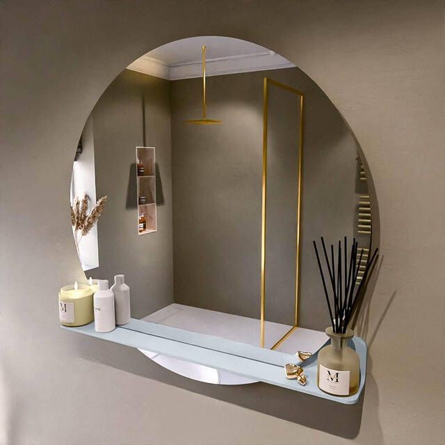 Mondiaz SPOT Badkamerspiegel rond 100cm spiegelplanchet kleur Clay SPOTPLNCHT100CLA