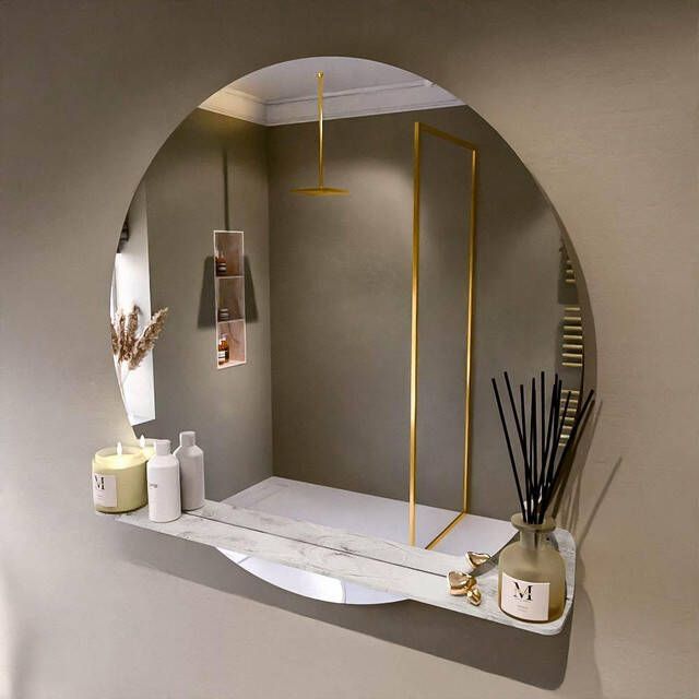 Mondiaz SPOT Badkamerspiegel rond 100cm spiegelplanchet kleur Glace SPOTPLNCHT100GLA