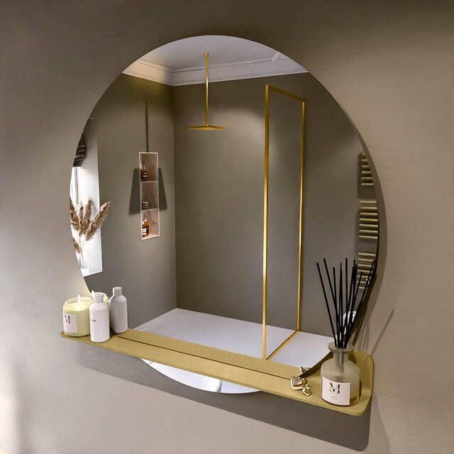 Mondiaz SPOT Badkamerspiegel rond 110cm spiegelplanchet kleur Oro SPOTPLNCHT110ORO