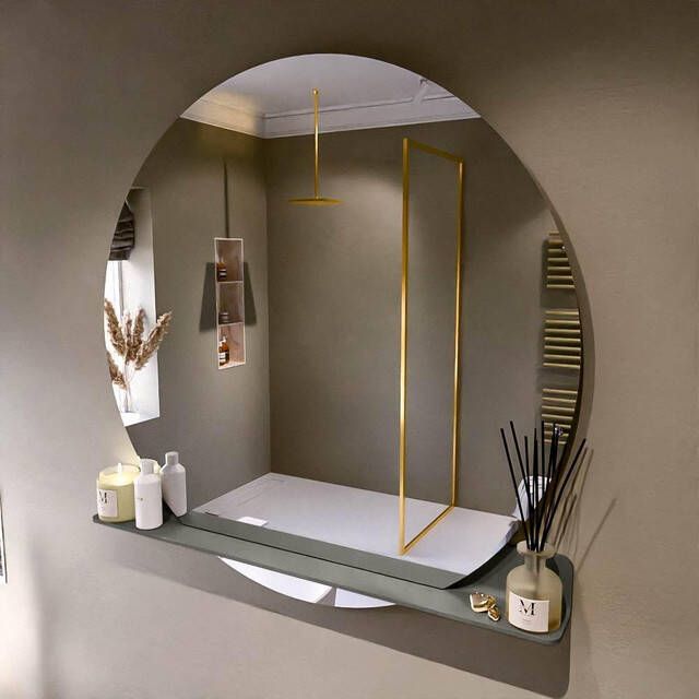 Mondiaz SPOT Badkamerspiegel rond 120cm spiegelplanchet kleur Smoke SPOTPLNCHT120SMO