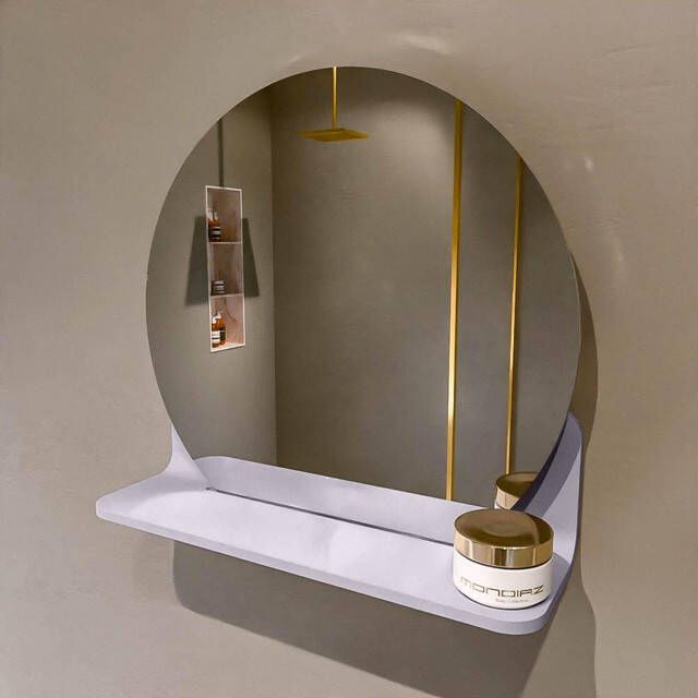 Mondiaz SPOT Badkamerspiegel rond 40cm spiegelplanchet kleur Cale SPOTPLNCHT40CAL