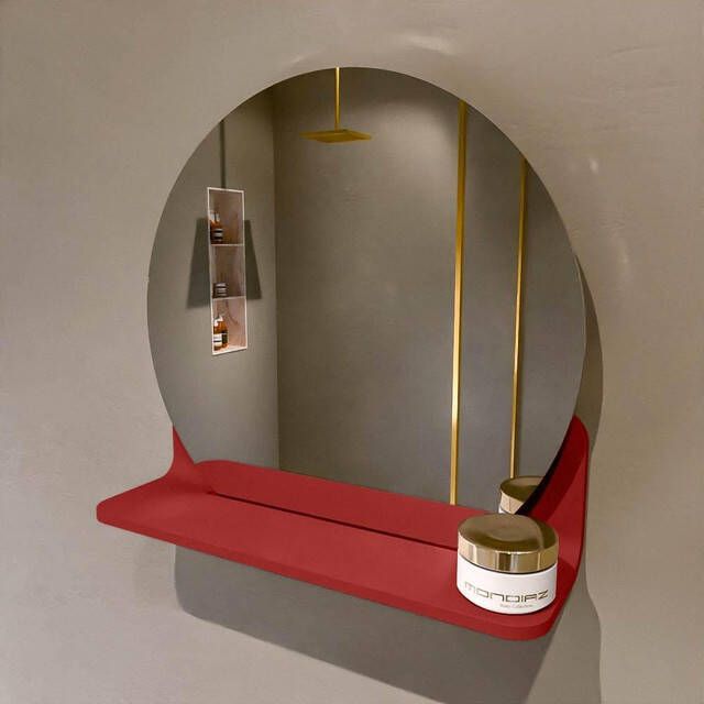 Mondiaz SPOT Badkamerspiegel rond 40cm spiegelplanchet kleur Fire SPOTPLNCHT40FIR