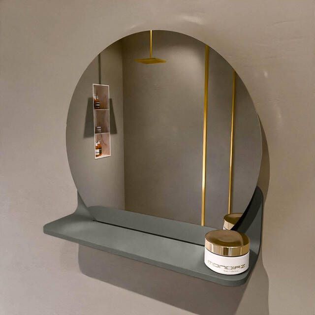 Mondiaz SPOT Badkamerspiegel rond 40cm spiegelplanchet kleur Smoke SPOTPLNCHT40SMO